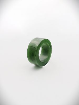 Moko Pounamu Flat Band Ring NZ Genuine Marsden Flower Greenstone