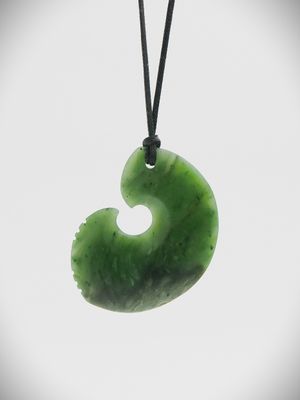 Moko Pounamu Hei Matau (Hook) NZ Genuine Kahotea Greenstone - Te Miro
