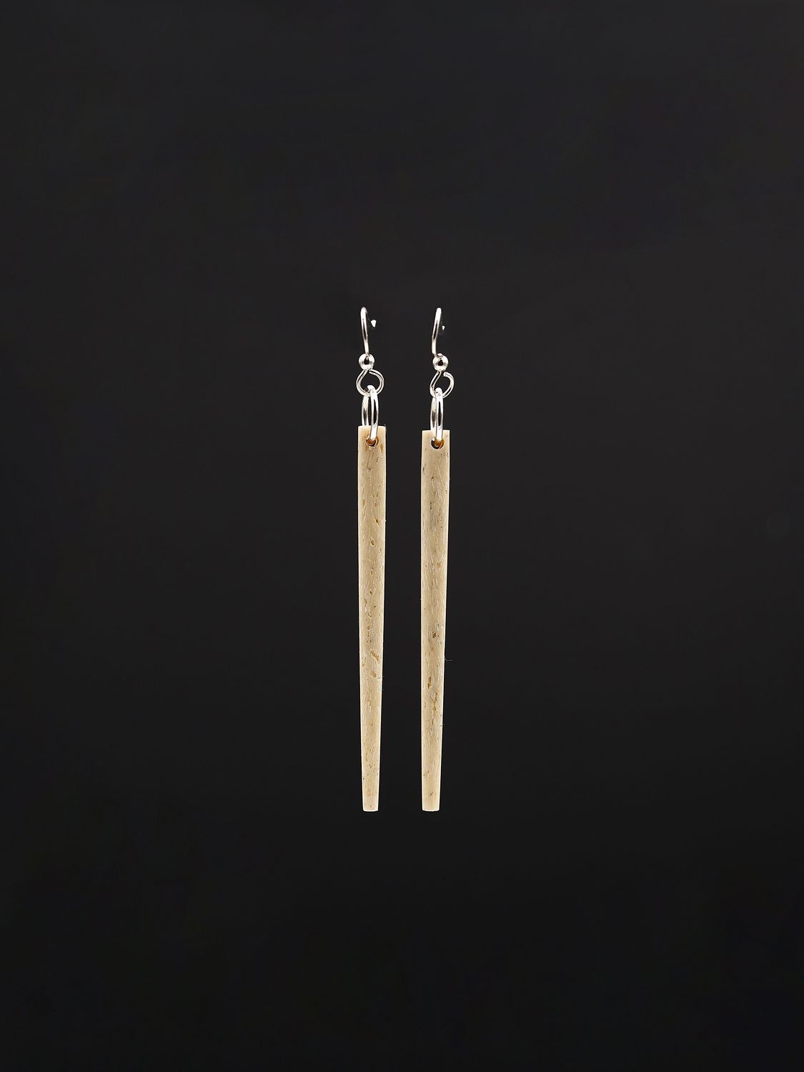 Moko Pounamu Whale Bone and Silver Drop Earrings