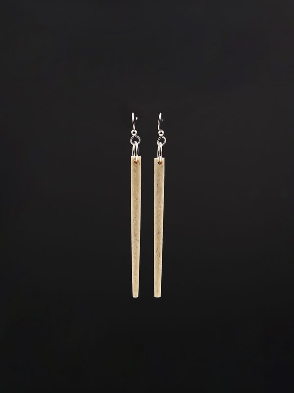 Moko Pounamu Whale Bone and Silver Drop Earrings 14483