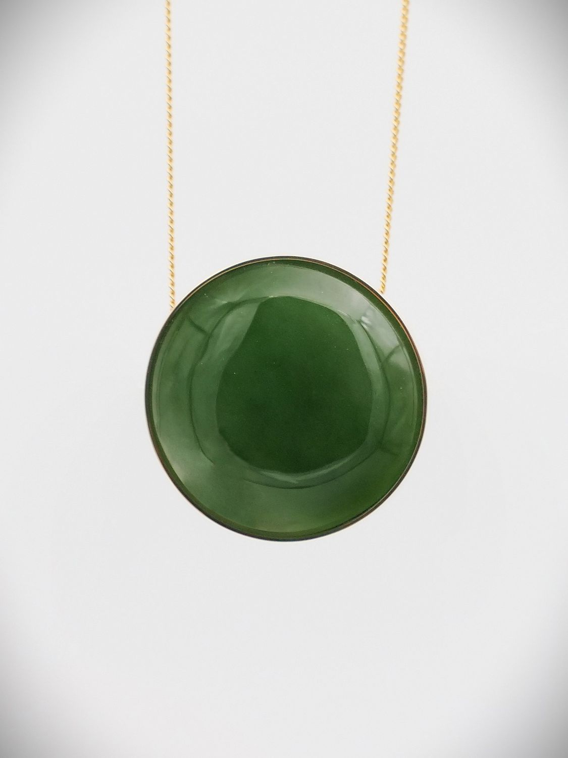 Moko Pounamu Gilt Jewellery Slider NZ Genuine Kahurangi Greenstone & 9ct Gold - Waitomo