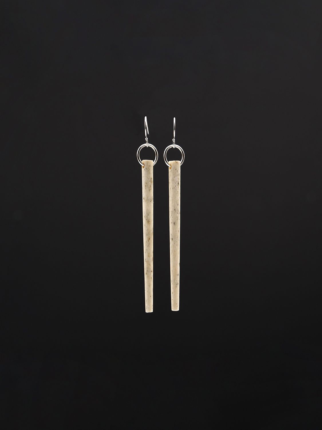 Moko Pounamu Whale Bone and Silver Drop Earrings