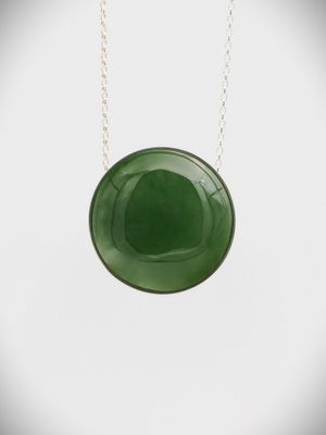 Moko Pounamu Gilt Jewellery Slider NZ Genuine Kahurangi Greenstone & Sterling Silver - Piopio