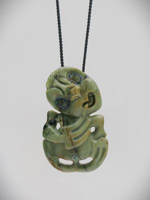 Moko Pounamu Hei Tiki NZ Genuine Inanga Greenstone  - Hinakura
