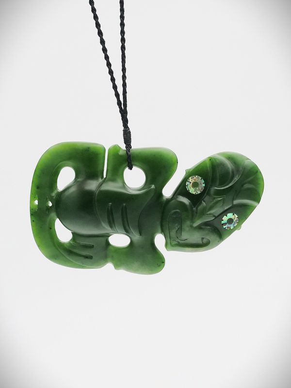 Moko Pounamu Hei Tiki NZ Genuine Kahurangi Flower Greenstone - Motupipi