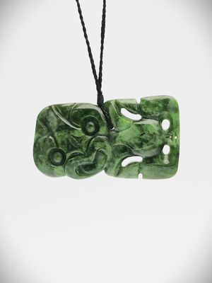 Moko Pounamu Hei Tiki NZ Genuine Kahotea Greenstone - Ponatahi