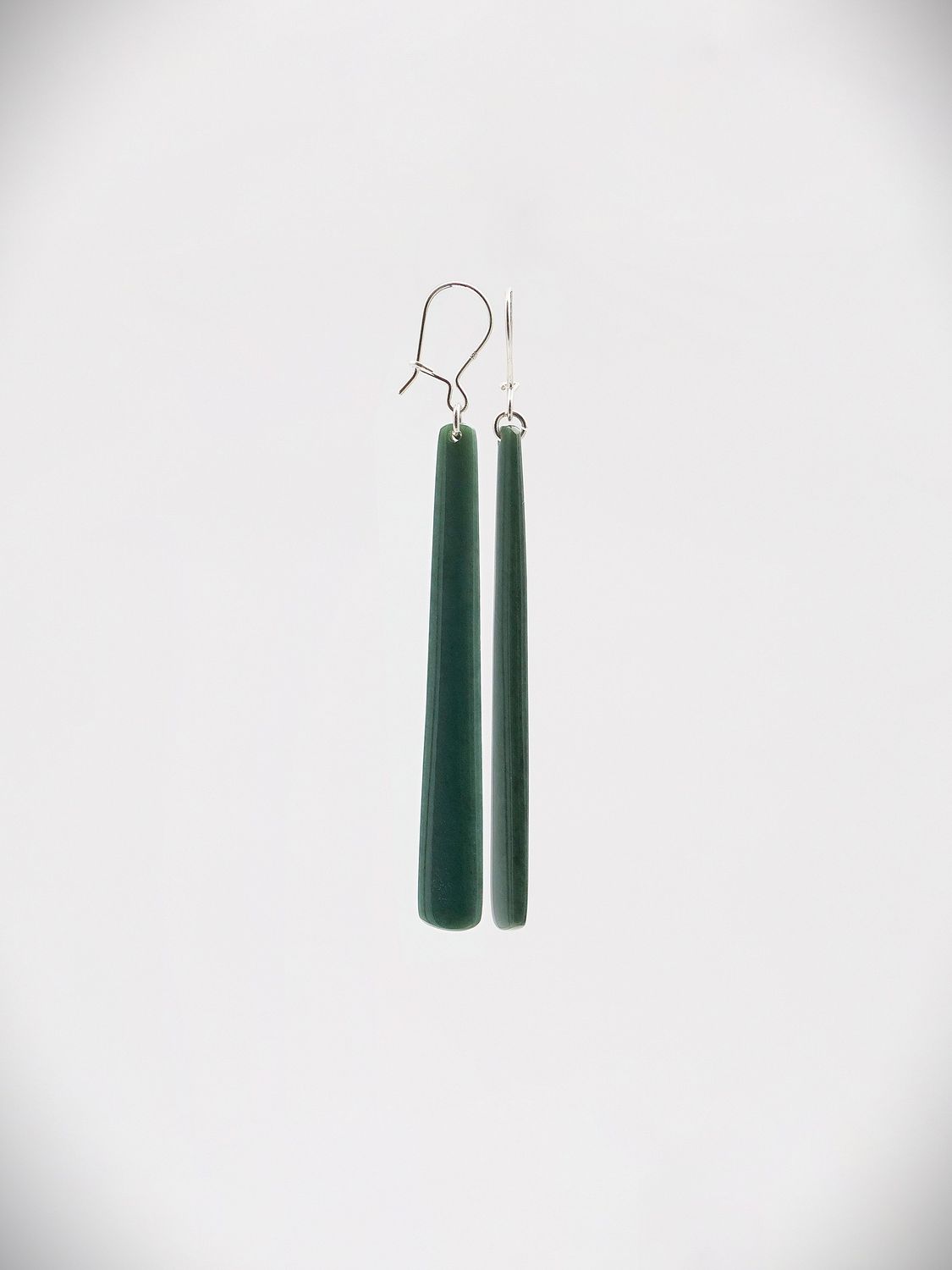 Moko Pounamu NZ Kawakawa Greenstone & Sterling Silver Earrings 15503