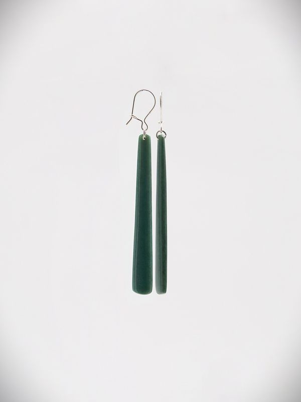 Moko Pounamu NZ Kawakawa Greenstone & Sterling Silver Earrings 15503