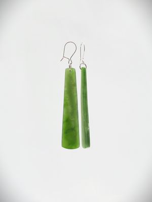 Moko Pounamu NZ Genuine Kahurangi Greenstone & Sterling Silver Earrings 15505
