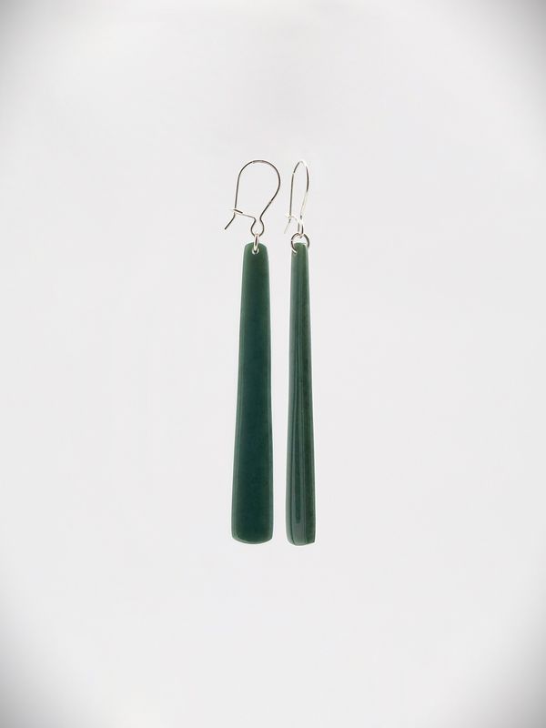 Moko Pounamu NZ Kawakawa Greenstone & Sterling Silver Earrings 15502