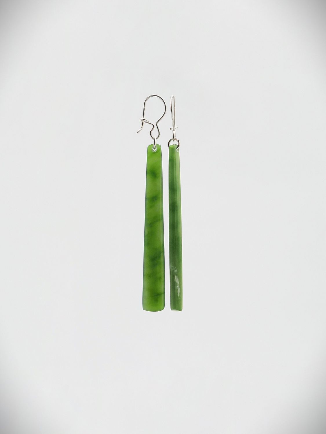 Moko Pounamu NZ Genuine Kahurangi Greenstone & Sterling Silver Earrings 15506