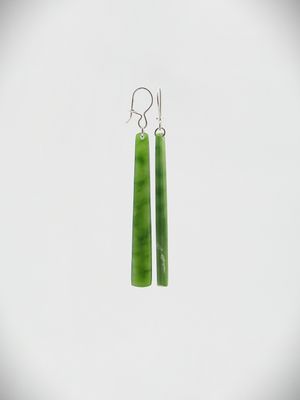 Moko Pounamu NZ Genuine Kahurangi Greenstone & Sterling Silver Earrings 15506