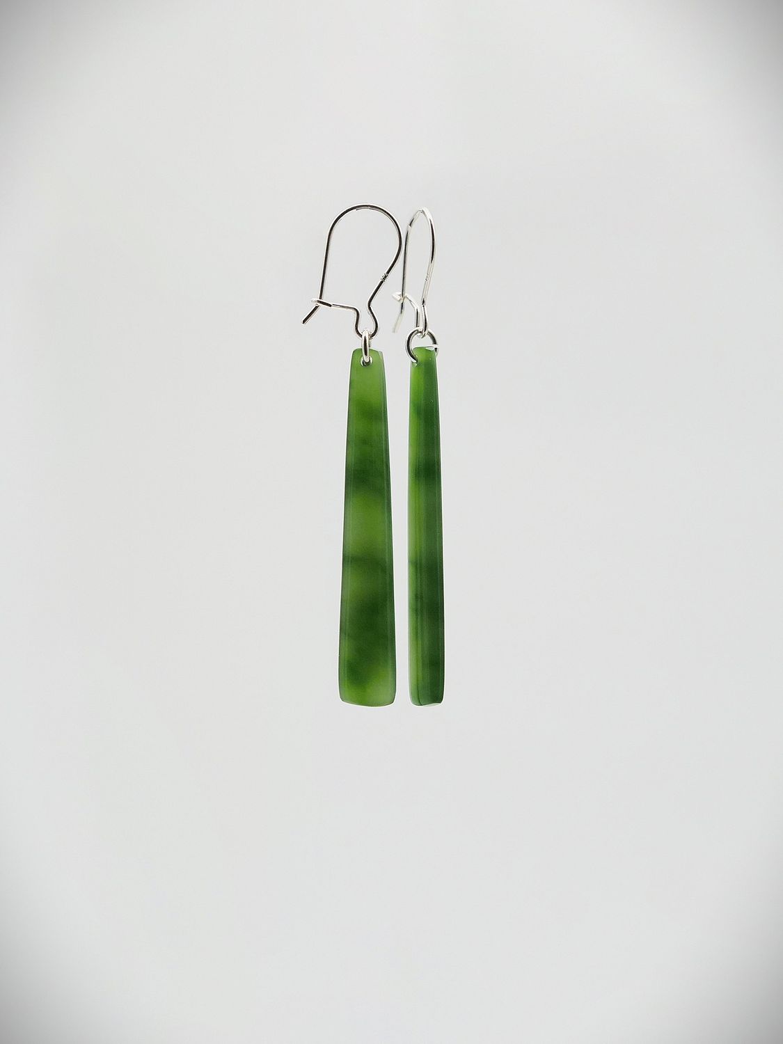 Moko Pounamu NZ Genuine Kahurangi Greenstone & Sterling Silver Earrings 15507