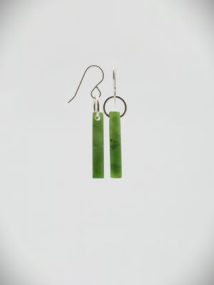 Moko Pounamu NZ Genuine Kahurangi Greenstone & Sterling Silver Earrings 15508
