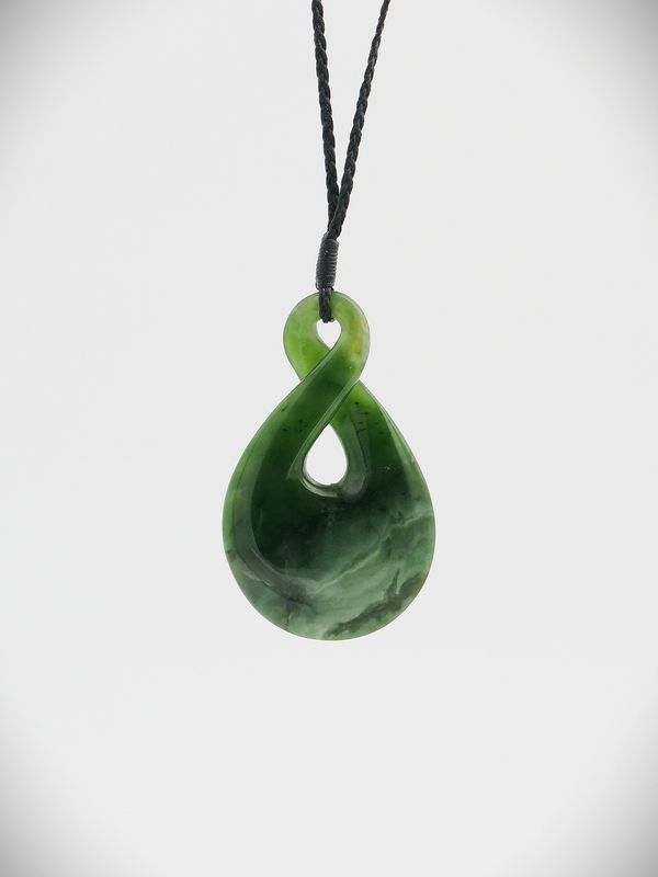 Moko Pounamu Single Pikorua NZ Genuine Marsden Flower Greenstone - Katipo