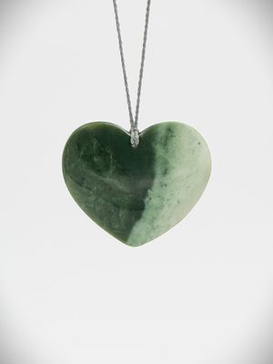 Moko Pounamu Heart NZ Genuine Kawakawa Flower Greenstone - Tuturumuri