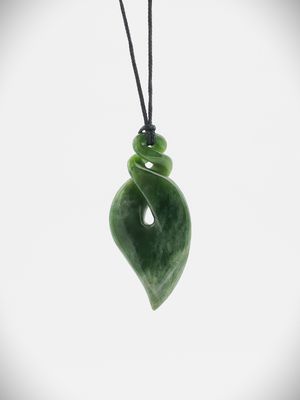 Moko Pounamu Double Pikorua NZ Genuine Kahurangi Greenstone - Kohangapiripiri