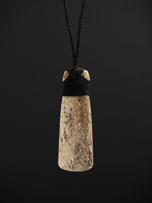 Moko Pounamu Toki Genuine Whale Bone Carving - Waikaretu