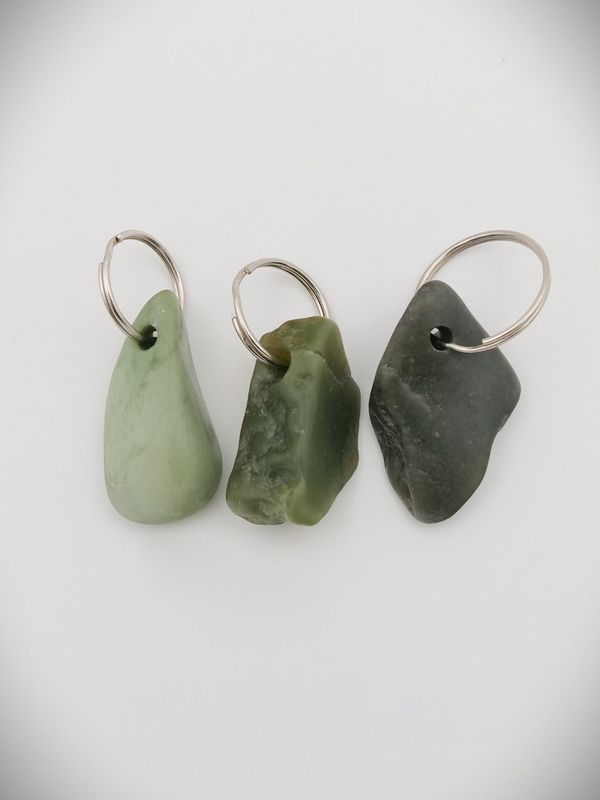 Moko Pounamu NZ Genuine Greenstone Tumbled Key Ring - Small