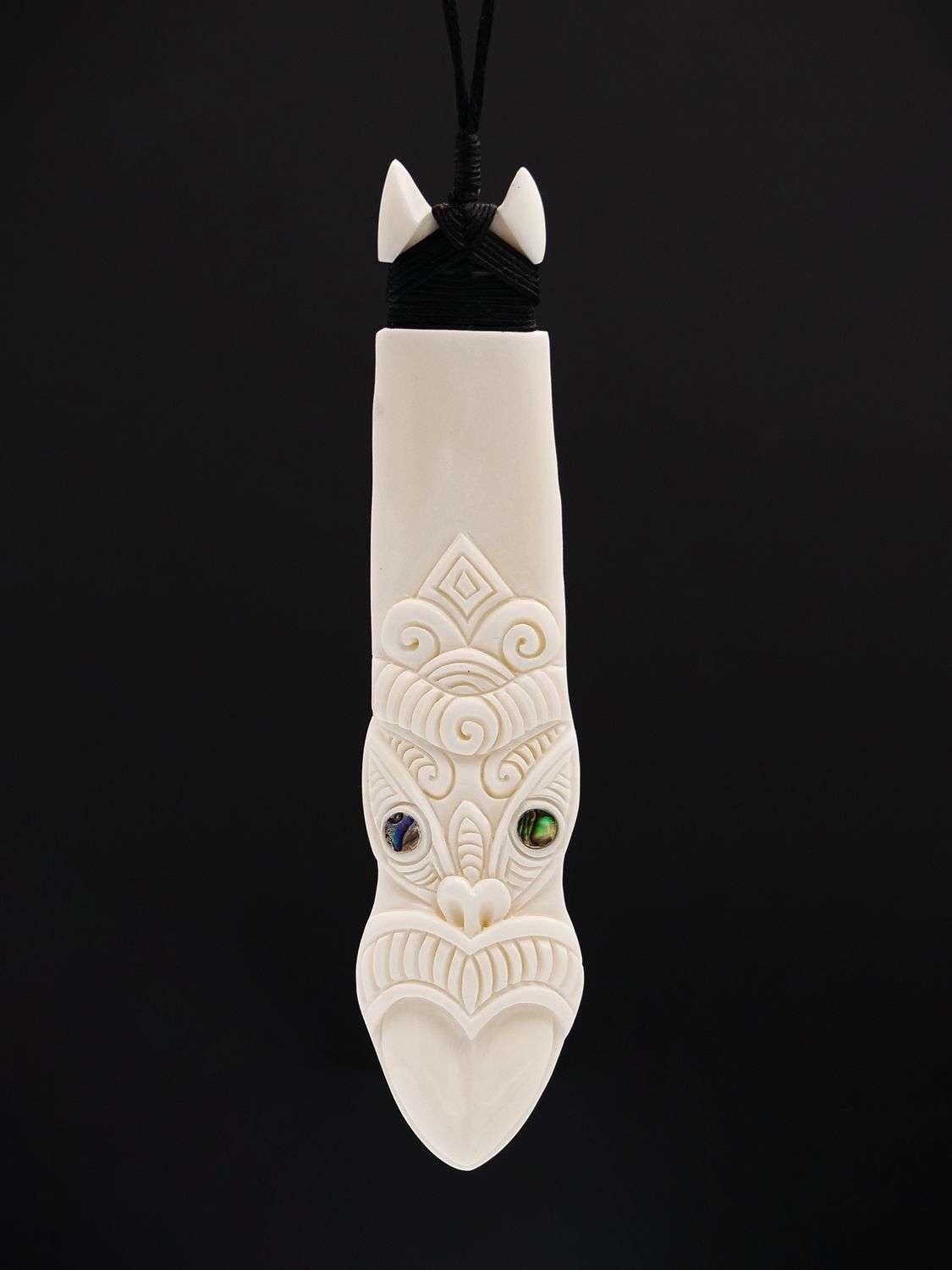 Moko Pounamu Bone Carving Toki Hei Tiki - AB63