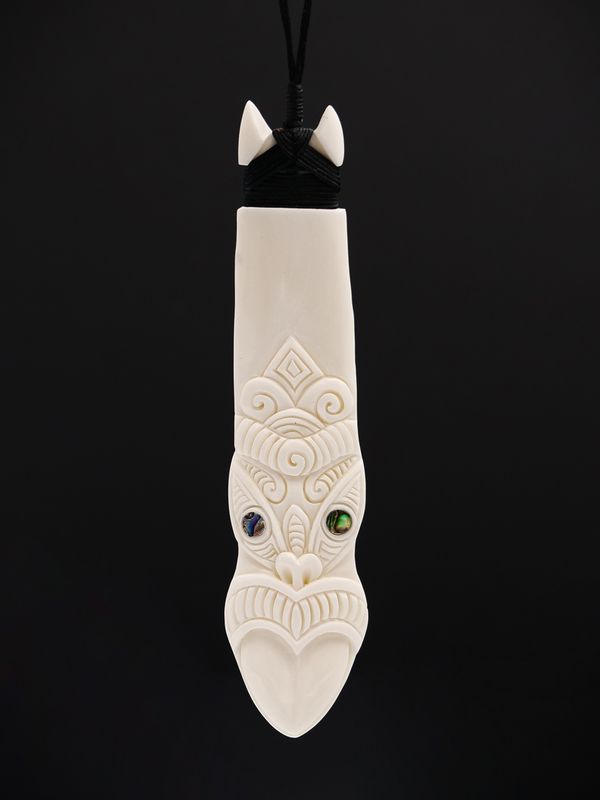 Moko Pounamu Bone Carving Toki Hei Tiki - AB63