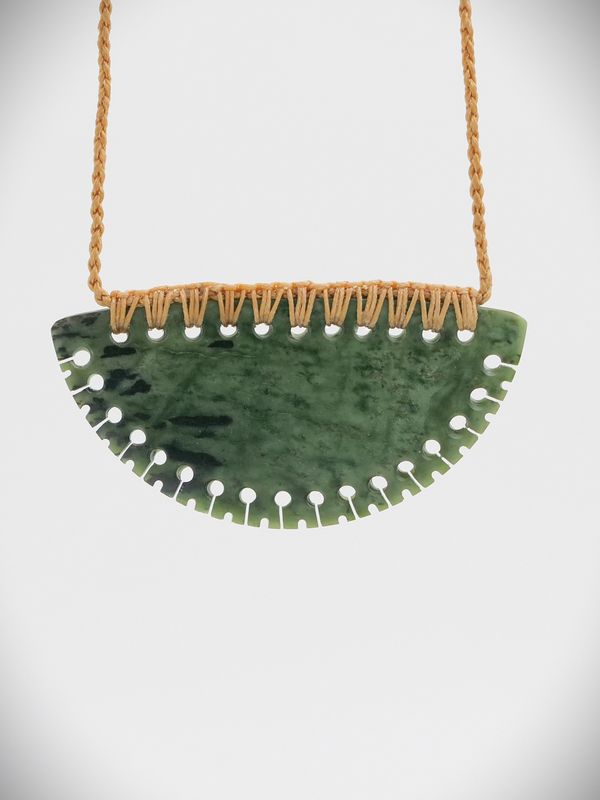 Moko Pounamu Kouma (Breastplate) NZ Genuine Kokopu Greenstone - Otangiwai