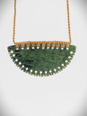 Moko Pounamu Kouma (Breastplate) NZ Genuine Kokopu Greenstone - Otangiwai