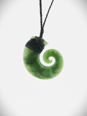Moko Pounamu Hei Matau (Hook) NZ Genuine Hapopo Greenstone - Manuka