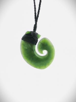Moko Pounamu Hei Matau (Hook) NZ Genuine Hapopo Greenstone - Mahunga