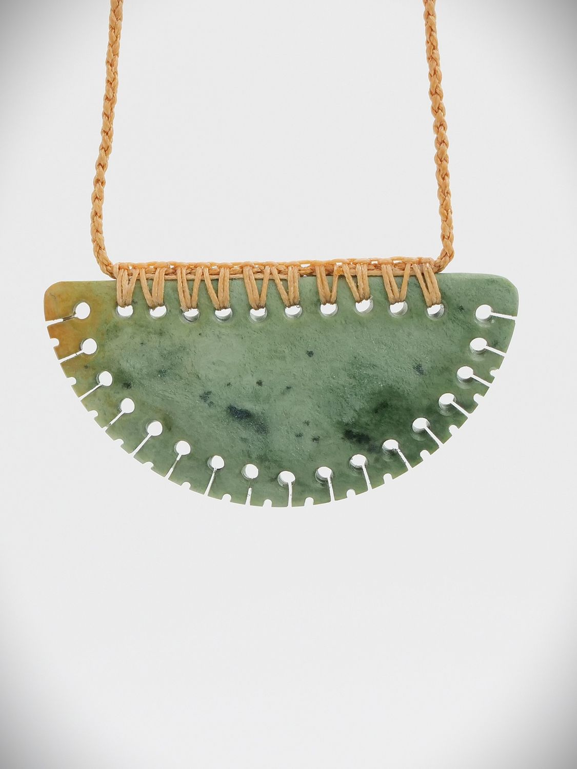 Moko Pounamu Kouma (Breastplate) NZ Genuine Auhunga Flower Greenstone - Te Akau