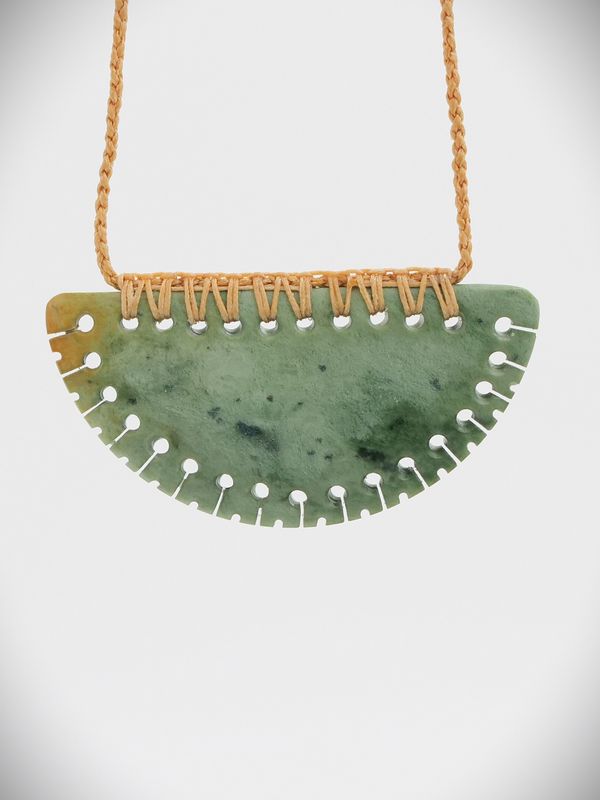 Moko Pounamu Kouma (Breastplate) NZ Genuine Auhunga Flower Greenstone - Te Akau