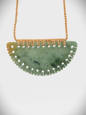 Moko Pounamu Kouma (Breastplate) NZ Genuine Auhunga Flower Greenstone - Te Akau