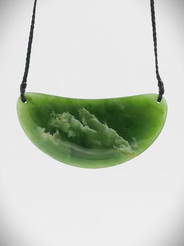 Moko Pounamu Kouma (Breastplate) NZ Genuine Kahurangi Flower Greenstone - Koponui