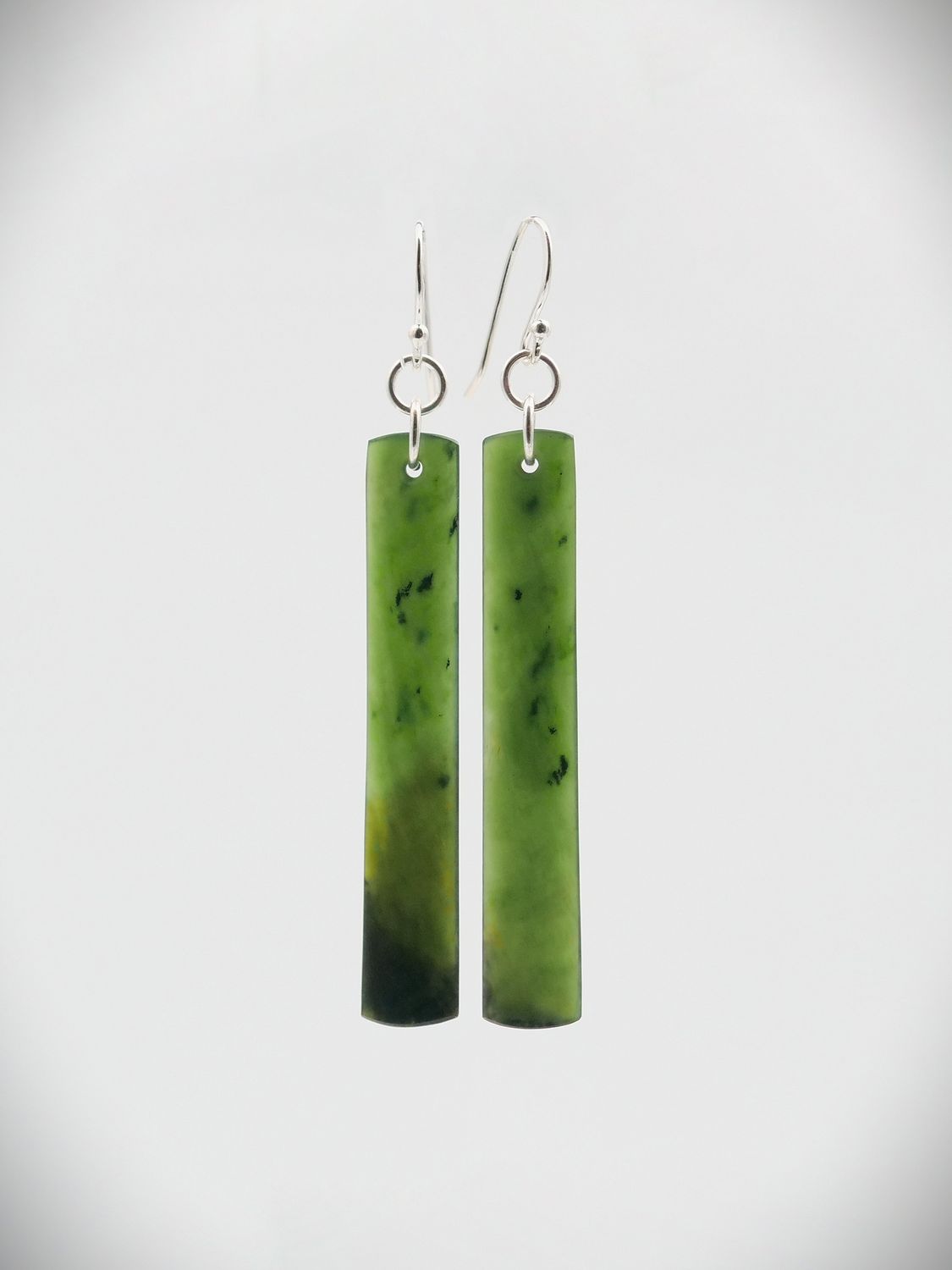 Moko Pounamu NZ Kawakawa Greenstone & Sterling Silver Earrings - Waitaanga