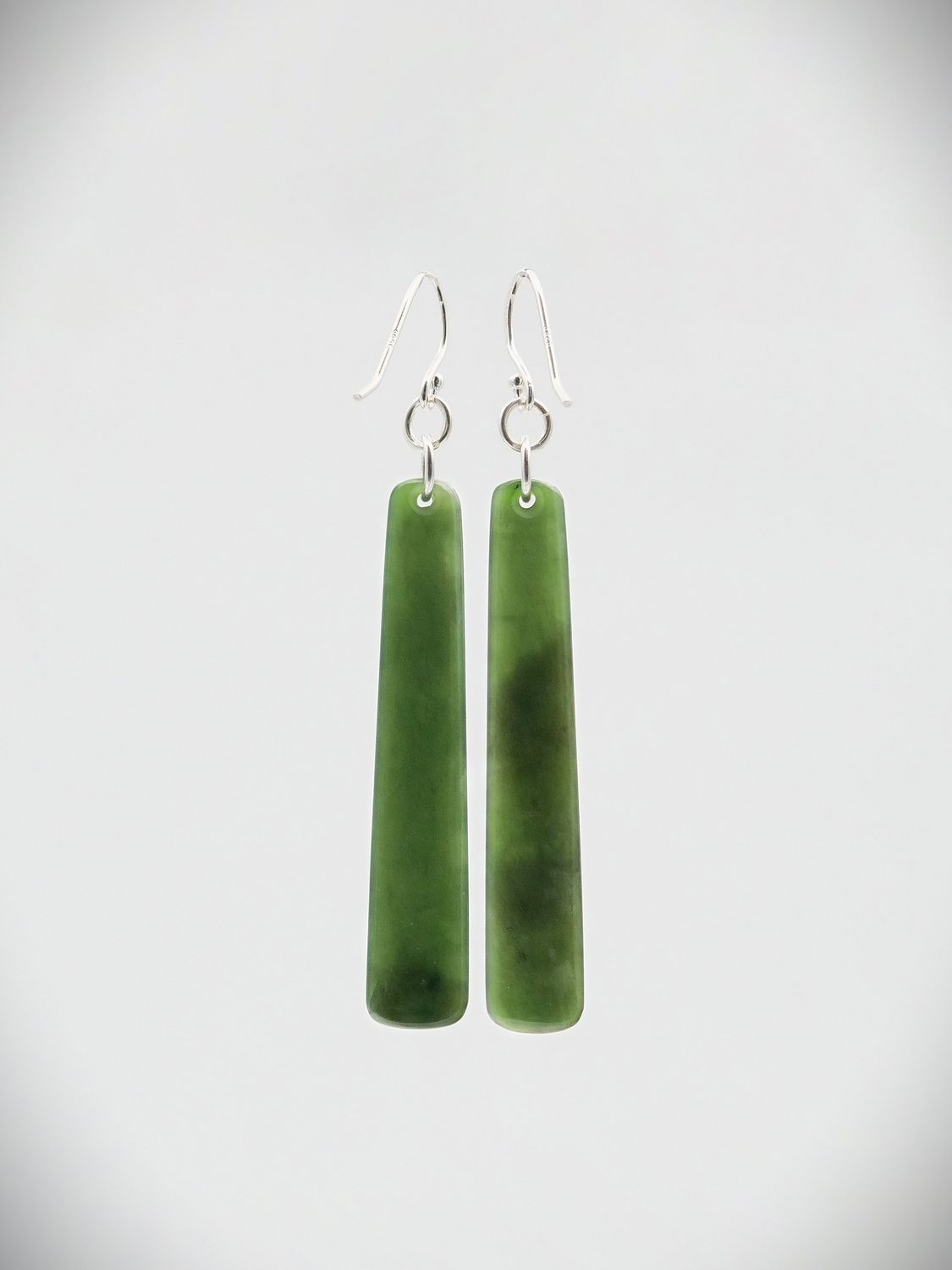 Moko Pounamu NZ Kawakawa Greenstone & Sterling Silver Earrings - Ohura