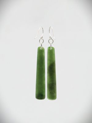 Moko Pounamu NZ Kawakawa Greenstone & Sterling Silver Earrings - Ohura