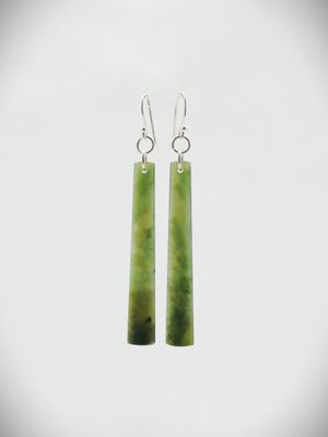 Moko Pounamu NZ Kawakawa Greenstone & Sterling Silver Earrings - Taumarunui