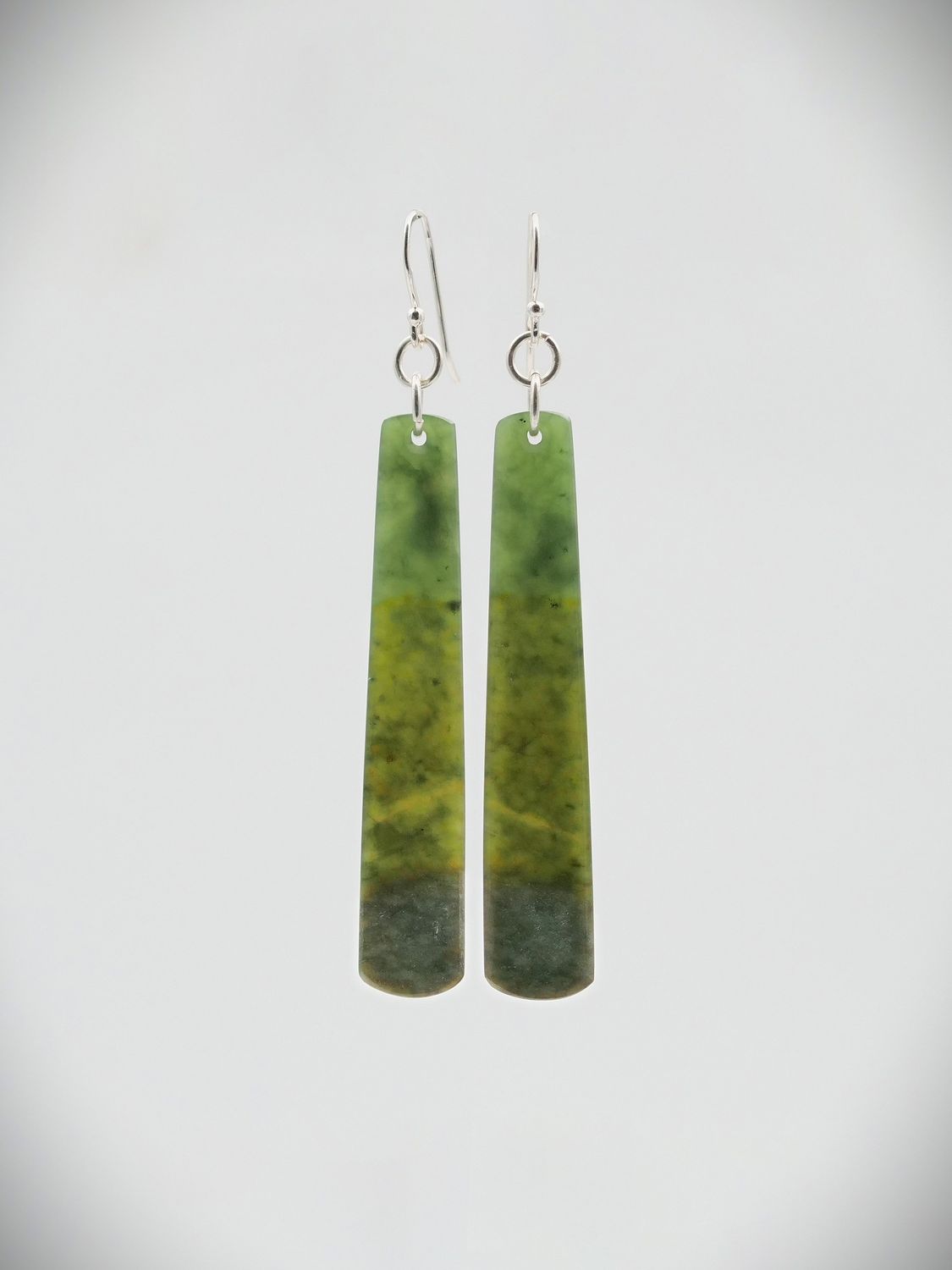 Moko Pounamu NZ Kawakawa Greenstone & Sterling Silver Earrings - Kirikau