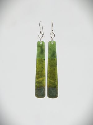 Moko Pounamu NZ Kawakawa Greenstone & Sterling Silver Earrings - Kirikau