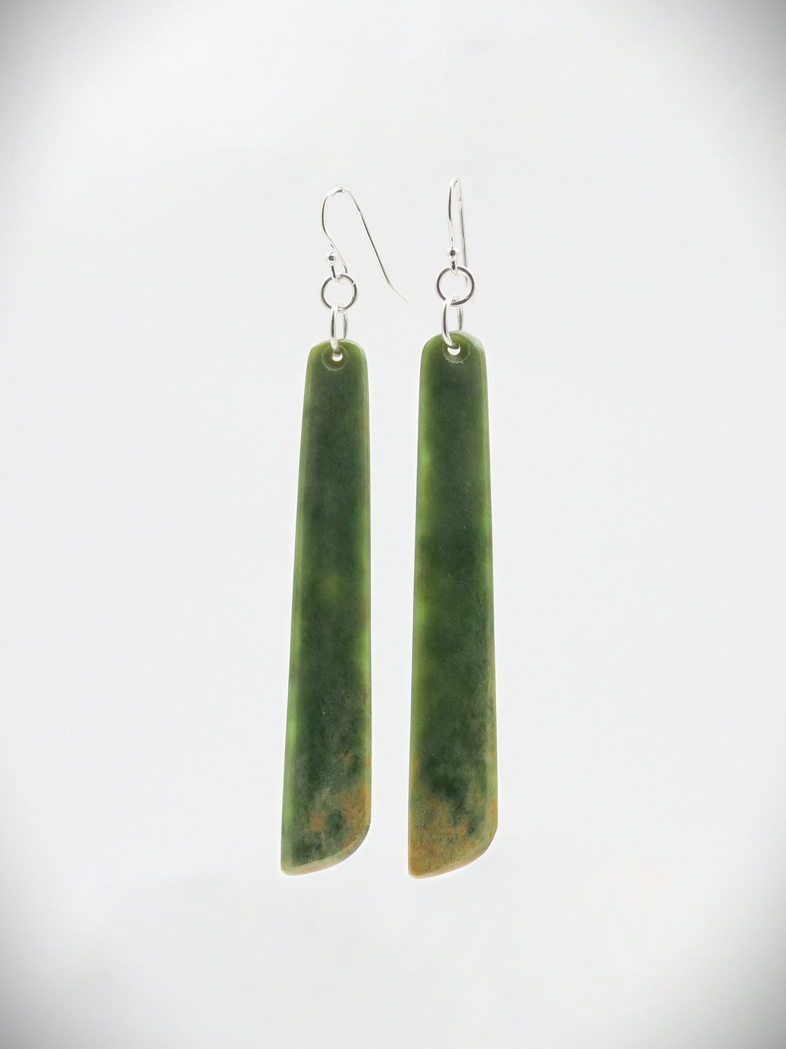 Moko Pounamu NZ Marsden Flower Greenstone & Sterling Silver Earrings - Hikumutu