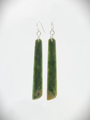Moko Pounamu NZ Marsden Flower Greenstone & Sterling Silver Earrings - Hikumutu