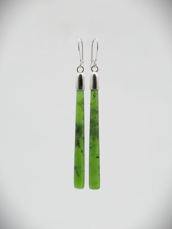 Moko Pounamu NZ Kahurangi Greenstone & Sterling Silver Earrings - Te Wera