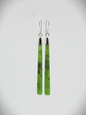 Moko Pounamu NZ Kahurangi Greenstone & Sterling Silver Earrings - Te Wera