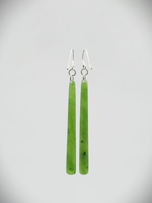 Moko Pounamu NZ Kahurangi Greenstone & Sterling Silver Earrings - Puniwhakau