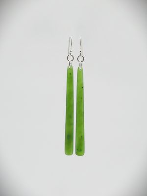 Moko Pounamu NZ Kahurangi Greenstone & Sterling Silver Earrings - Puniwhakau