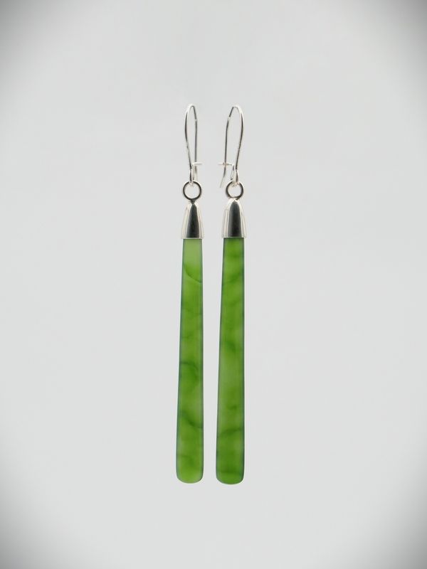Moko Pounamu NZ Kahurangi Greenstone & Sterling Silver Earrings - Makahu
