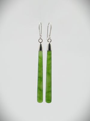 Moko Pounamu NZ Kahurangi Greenstone & Sterling Silver Earrings - Makahu
