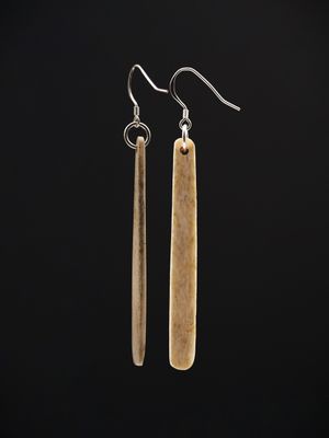 Moko Pounamu Whale Bone and Silver Drop Earrings - Huinga