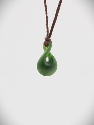Moko Pounamu Single Pikorua (Twist) NZ Genuine Kawakawa Greenstone - Kenakena
