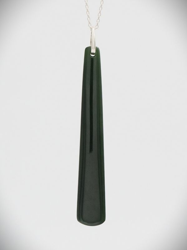Moko Pounamu Gilt Jewellery Roimata (Drop) NZ Genuine Kawakawa Greenstone & Sterling Silver - Marokopa